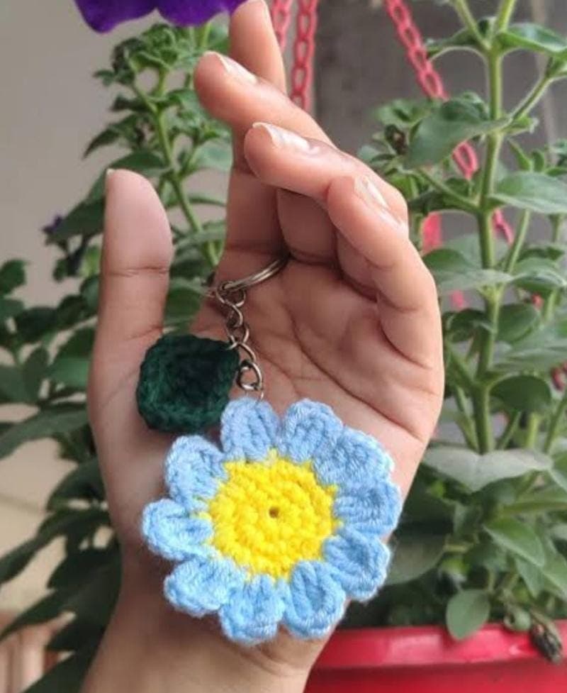 Handmade Crochet Flower Keychain | Sunflower Daisy Bag Charm - image 4
