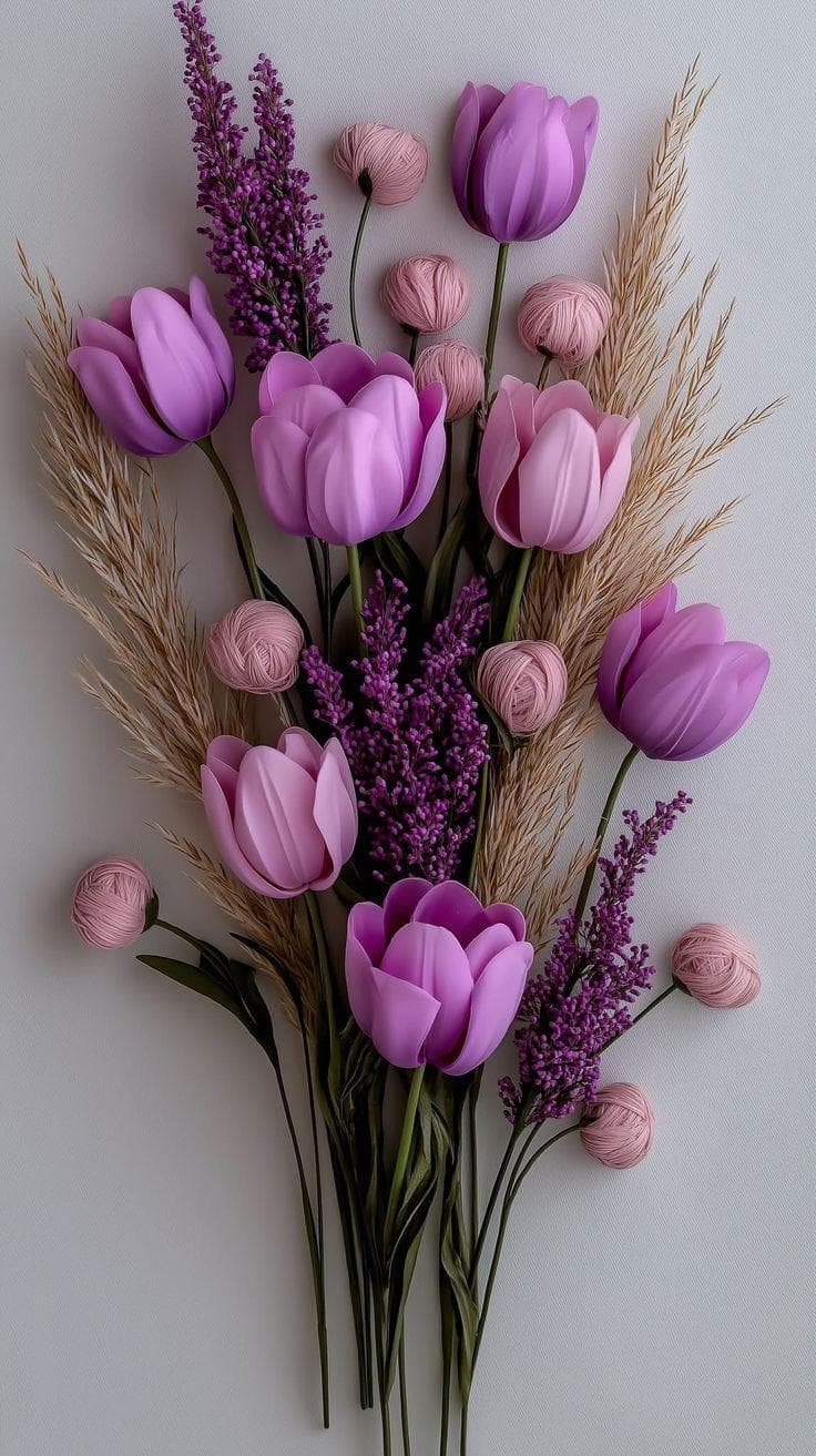 Purple Tulip Floral Wall Art Printable | Botanical Flower Art | Elegant Home Decor