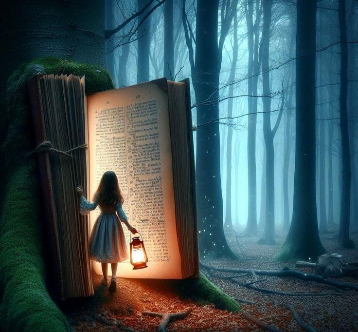 Magical Book Forest Fantasy | Girl Entering a Storybook World