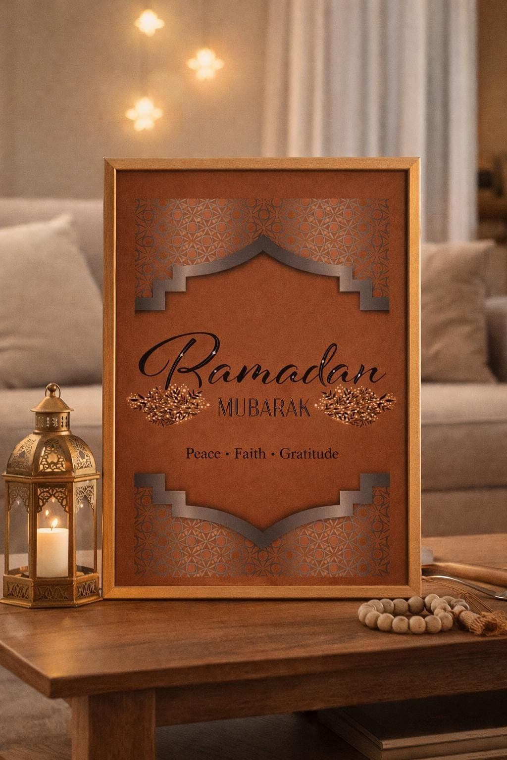 Ramadan Mubarak Wall Art Printable, Islamic Geometric Decor, Muslim Home Art, Digital Download A4 - image 3