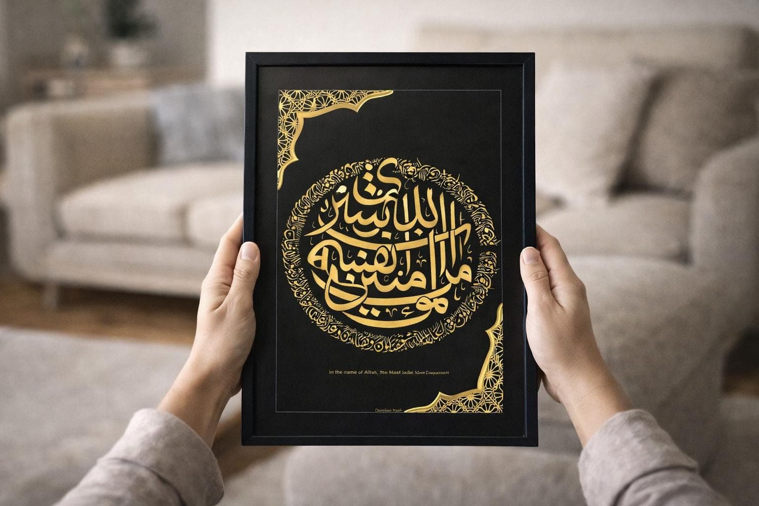 Bismillah Islamic Wall Art Printable, Black Gold Arabic Calligraphy, A4 PDF - image 4