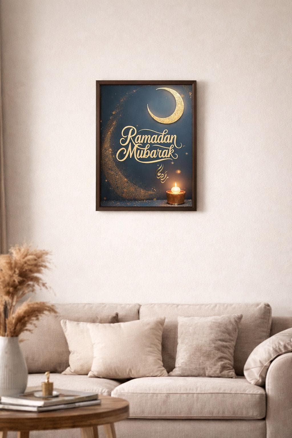 Ramadan Mubarak Gold Crescent Moon Islamic Wall Art Printable A4 - image 3