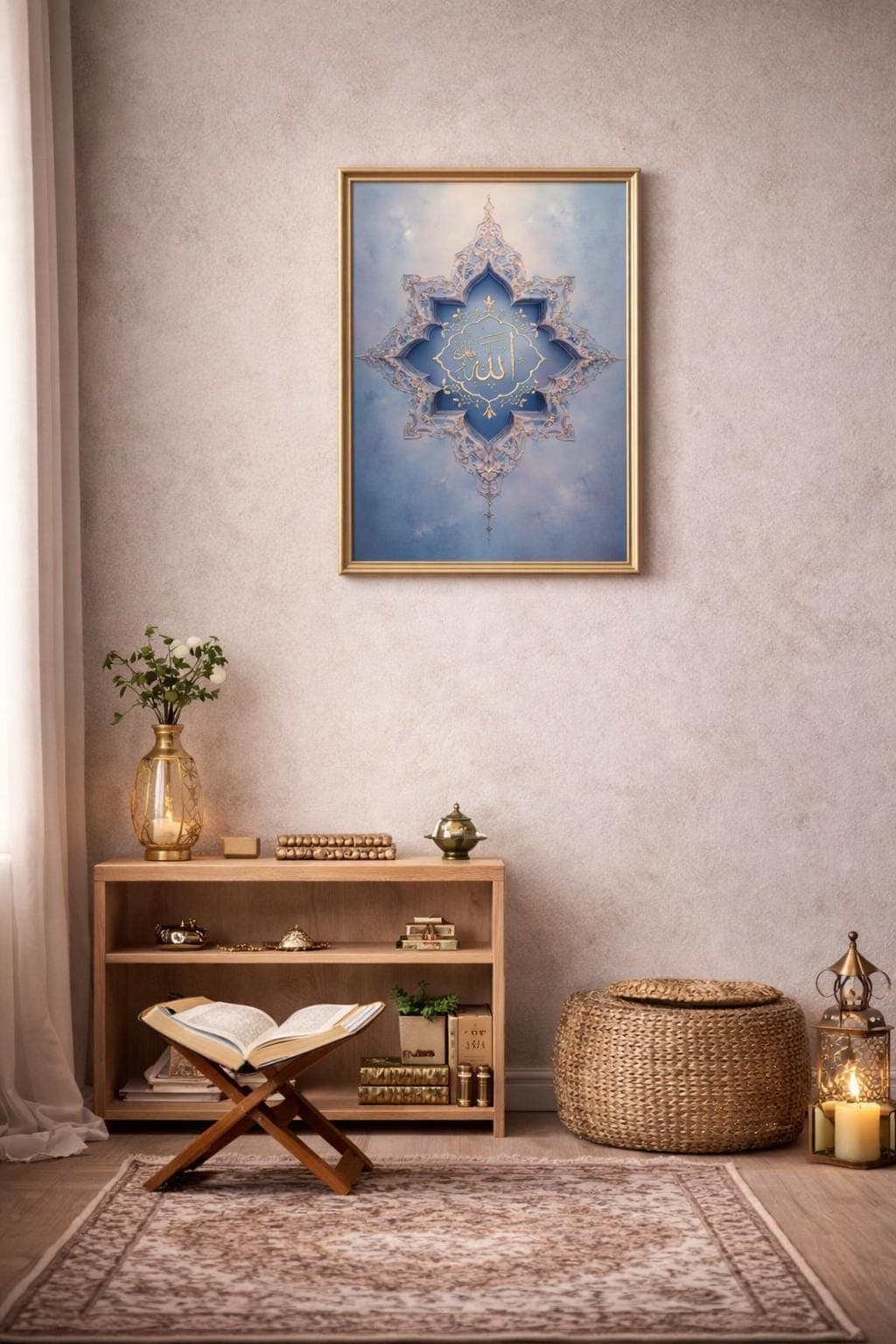 Allah Name Islamic Wall Art, Rose Gold Arabic Calligraphy (A4 Digital Download)