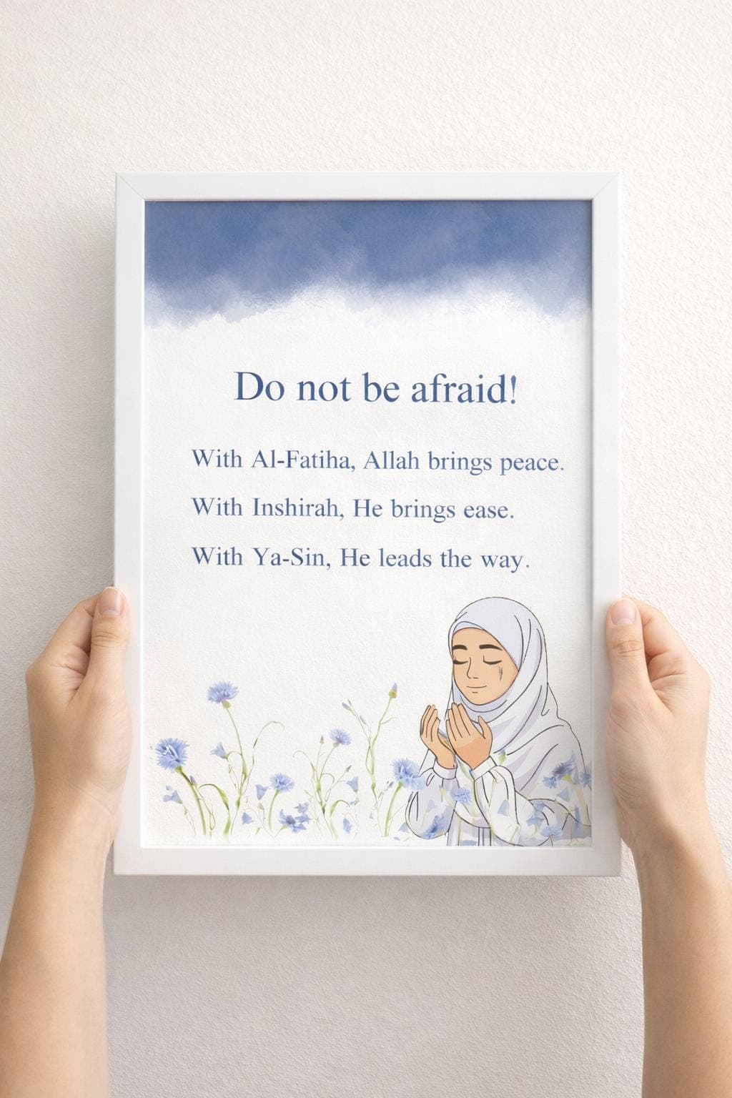 Do Not Be Afraid Islamic Wall Art Printable, Al-Fatiha Inshirah Ya-Sin Quote, Muslim Prayer Art, Blue Minimal Decor, Instant Download A4 - image 4