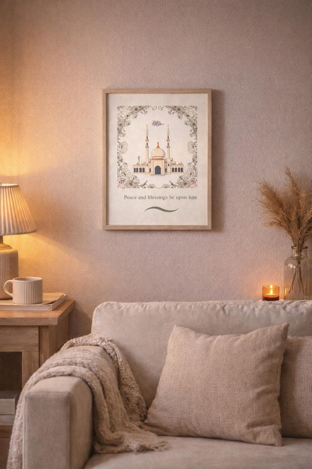 Islamic Wall Art Peace and Blessings Floral Mosque Printable A4 - image 4