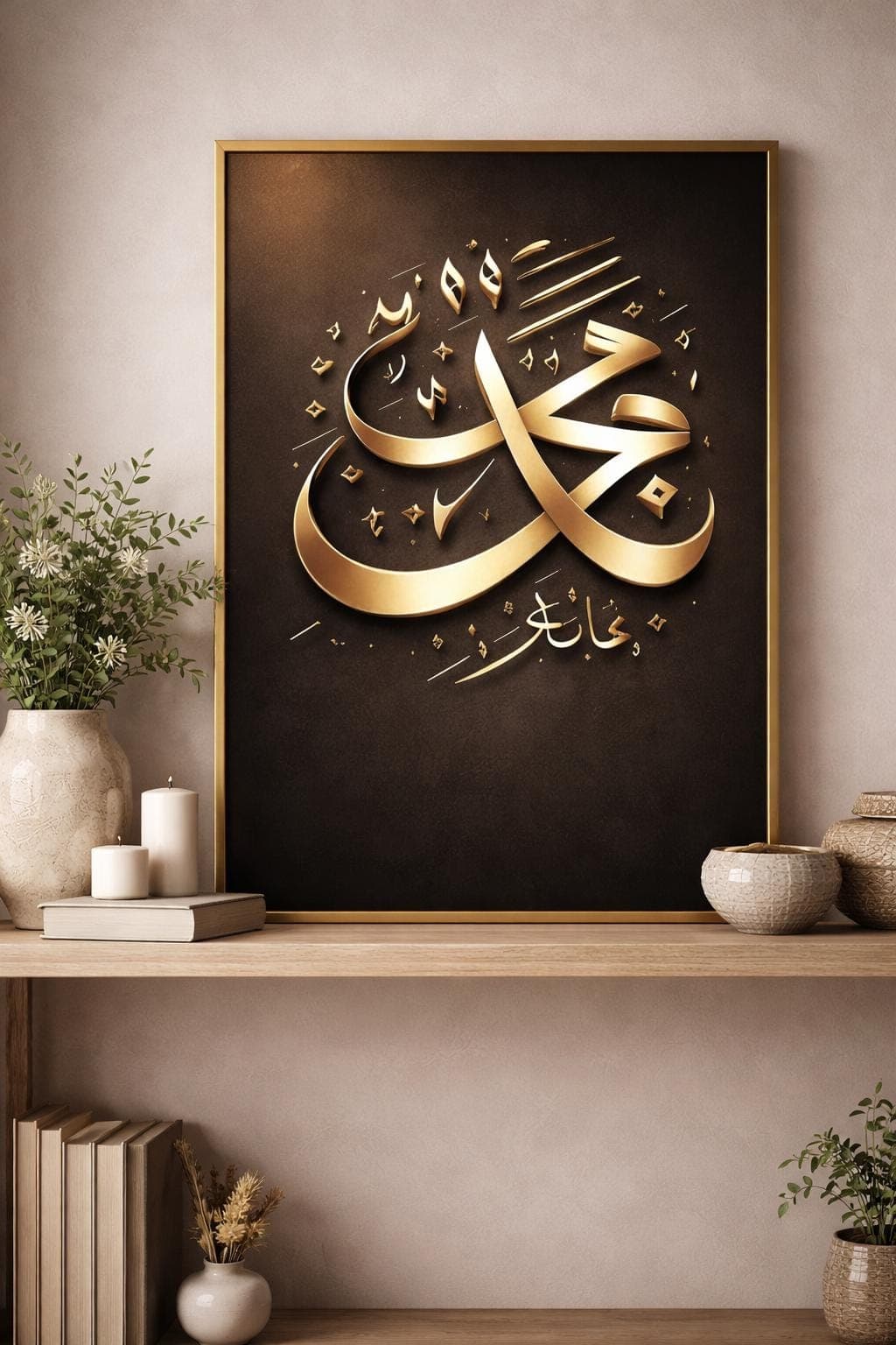 Islamic Wall Art | Arabic Calligraphy Muhammad ﷺ | Gold Islamic Home Decor | Portrait Digital Download - image 4