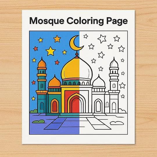 Mosque Coloring Book for Kids | Islamic Architecture Activity Pages (Digital Download)