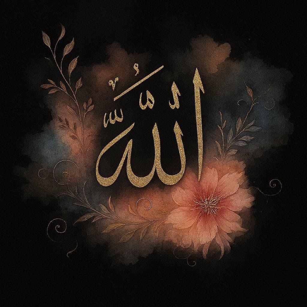 Gold Allah Arabic Calligraphy Islamic Wall Art | Muslim Home Decor (Digital Download)