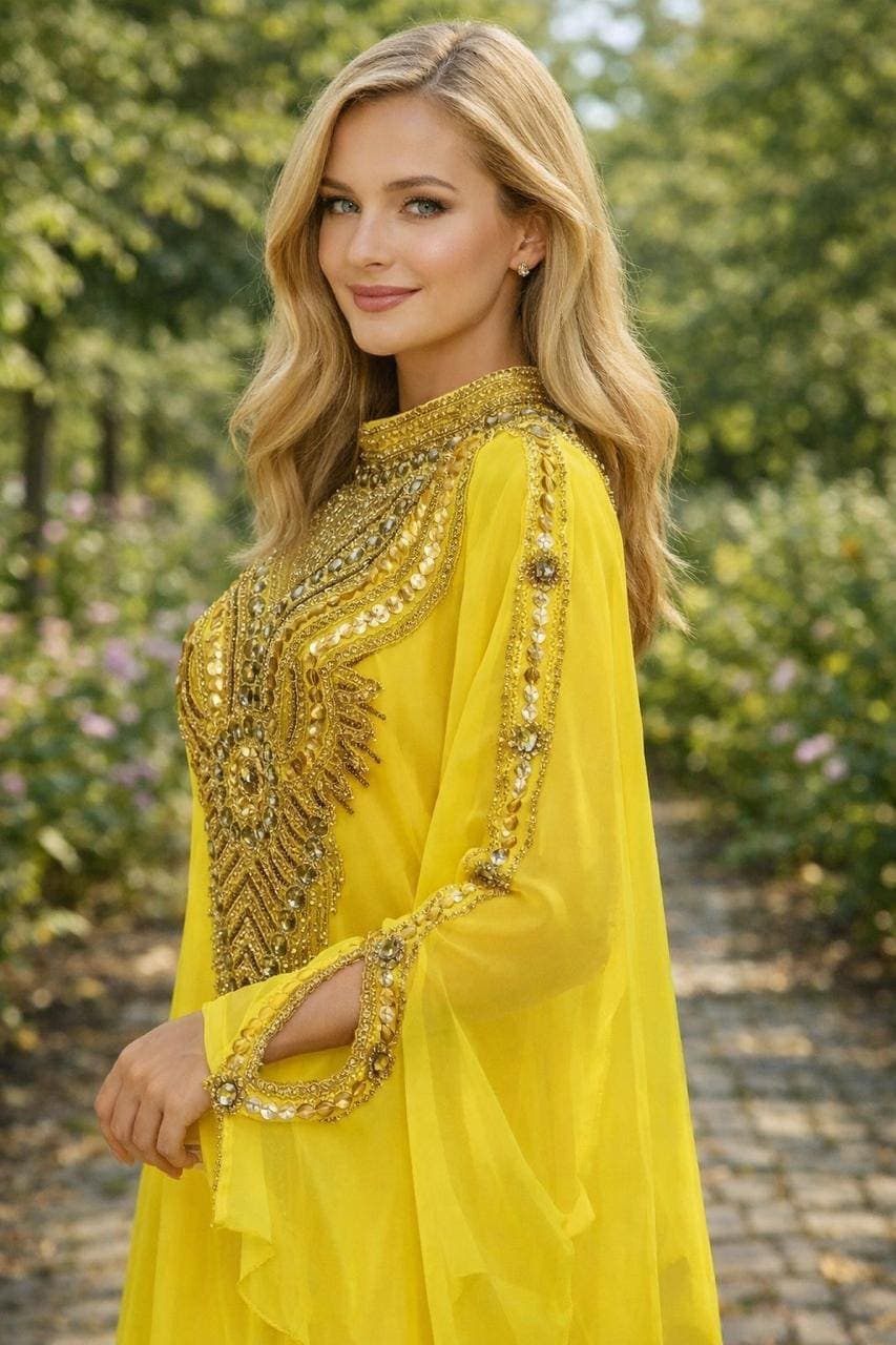 Handmade Beaded Kaftan Dress: Elegant African Attire with Hijab - image 3