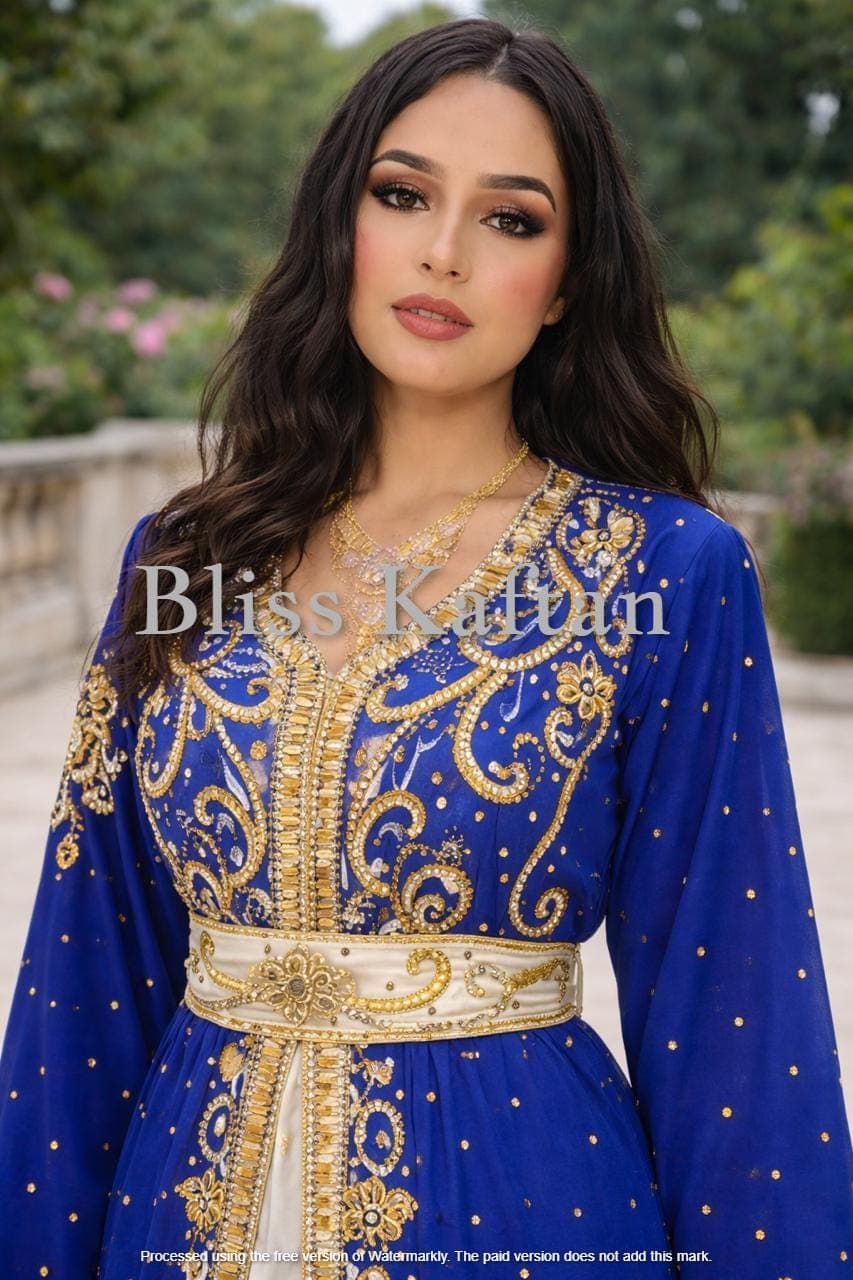 Handmade Beaded Kaftan: Elegant Georgette Abaya Dress with Hijab - image 3