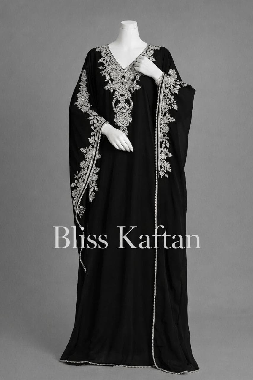 Handmade Beaded Moroccan Kaftan | Elegant Maxi Dress with Hijab - image 4