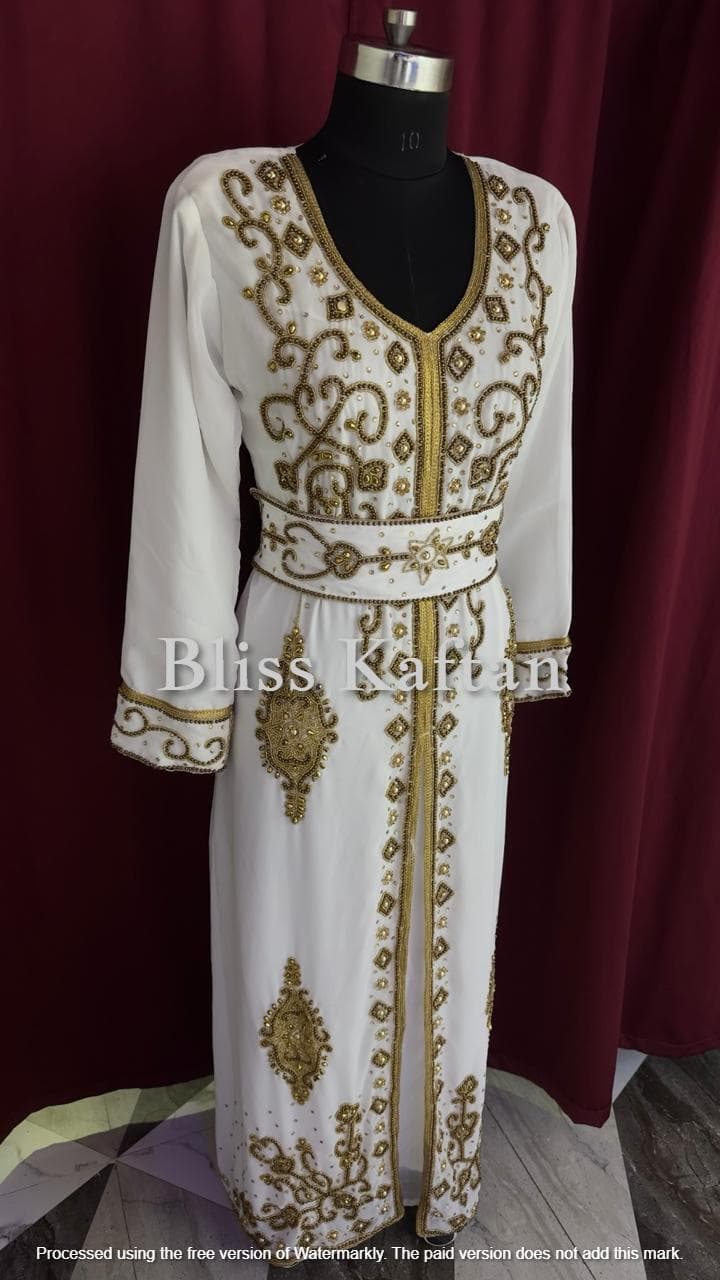 Elegant Beaded Georgette Kaftan – Flowing Party Wear Muslim Gown - image 3