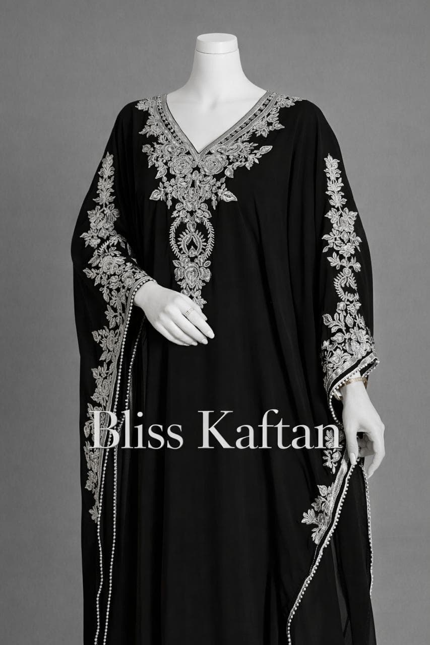 Handmade Beaded Moroccan Kaftan | Elegant Maxi Dress with Hijab - image 3