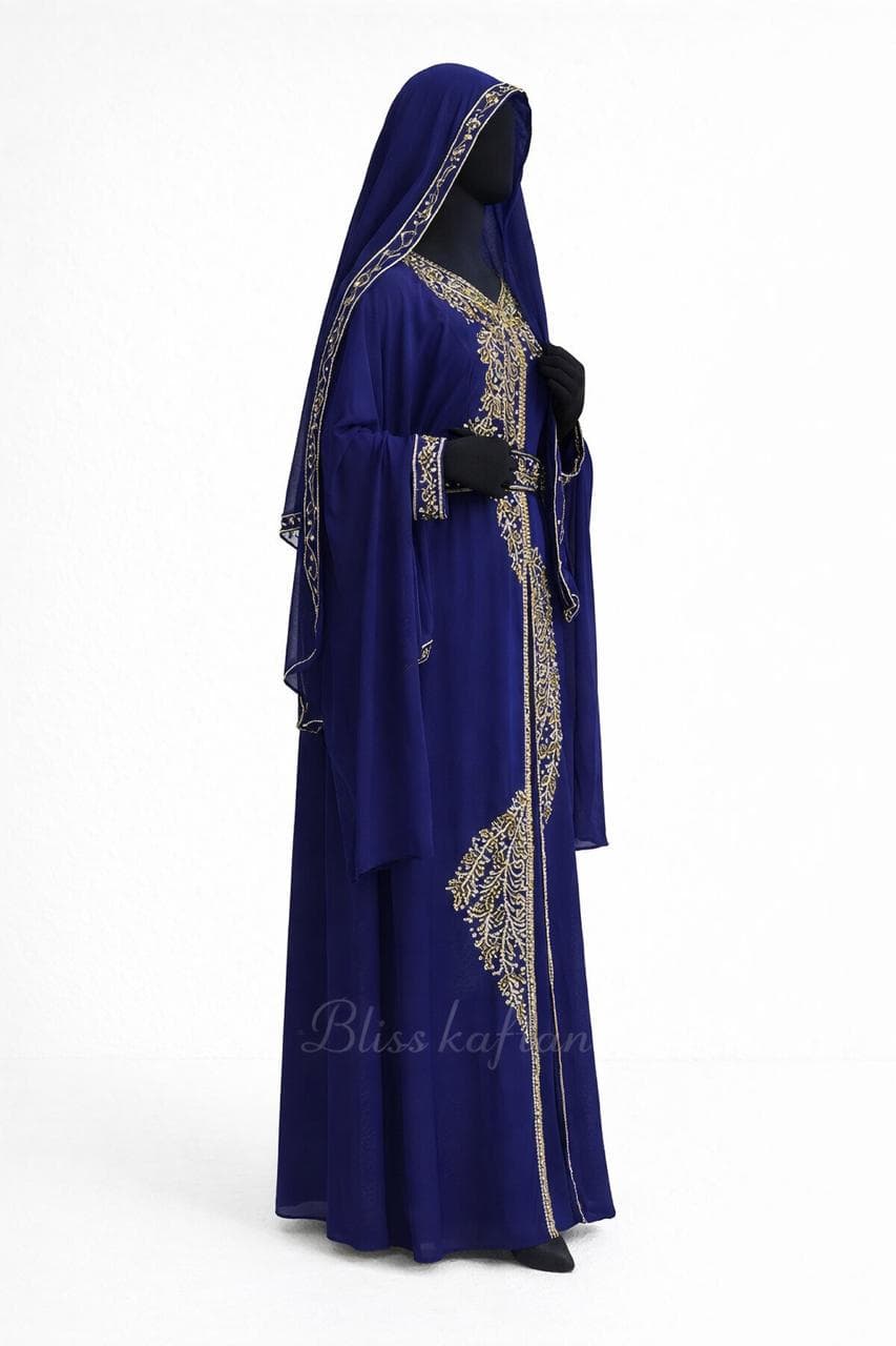 Handmade Beaded Kaftan: Georgette Abaya Dress with Hijab - image 5