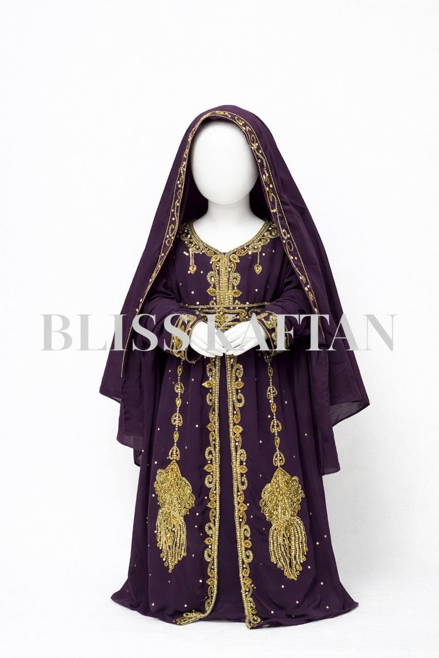 Handmade Kids Kaftan Dress | Georgette, Beadwork & Crystal