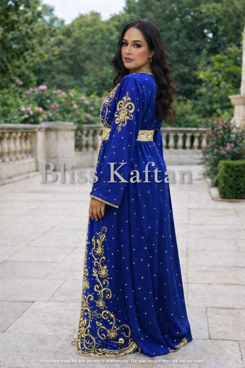 Handmade Beaded Kaftan: Elegant Georgette Abaya Dress with Hijab - image 5