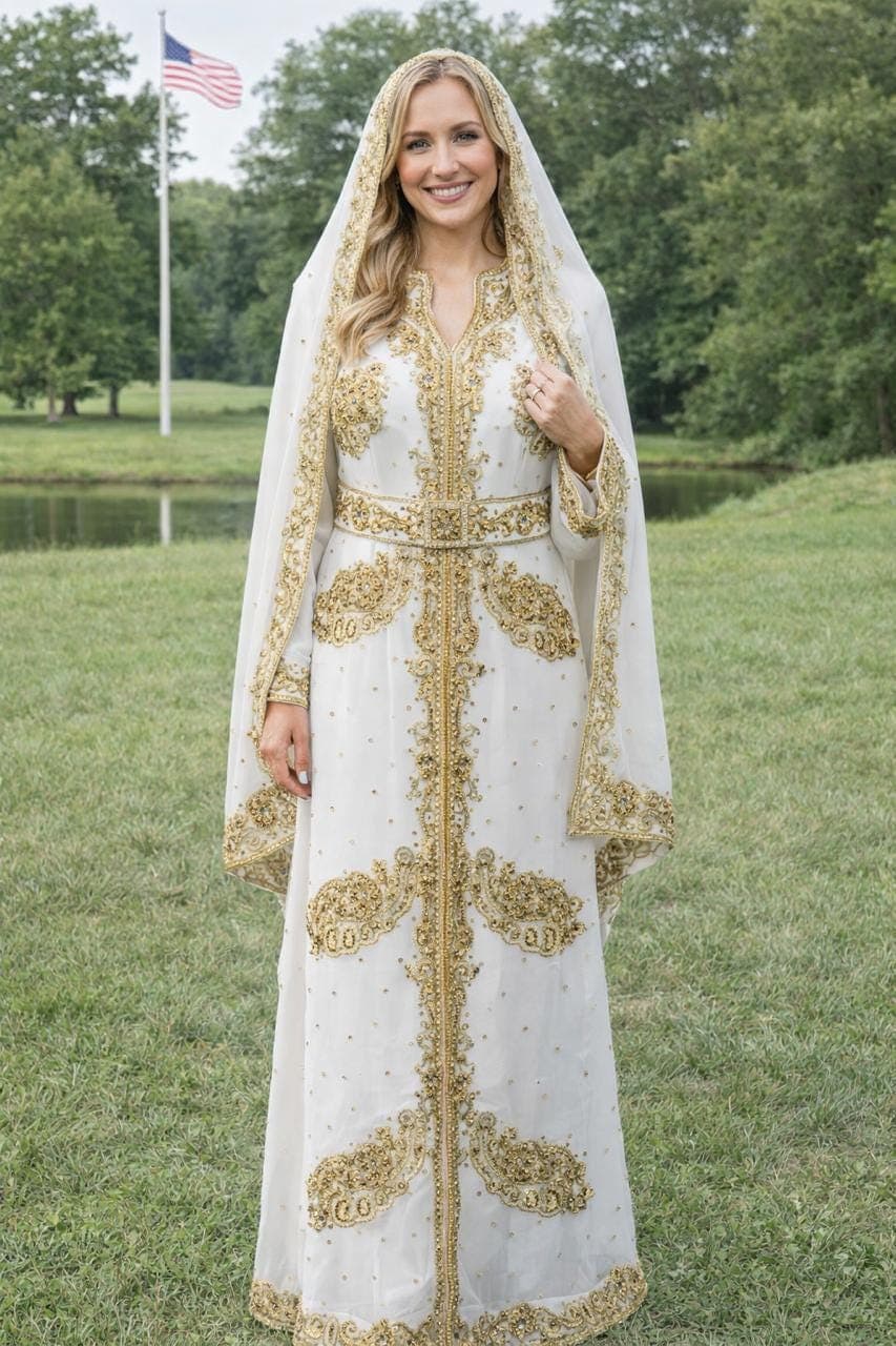 Handmade Beaded Kaftan Dress | Dubai Style Abaya, Plus Size