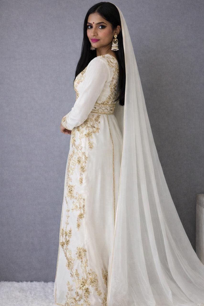 Luxury Handmade Beaded Kaftan Dress | Modest Elegant Maxi Gown Hand Embroidered Evening Wear - image 4