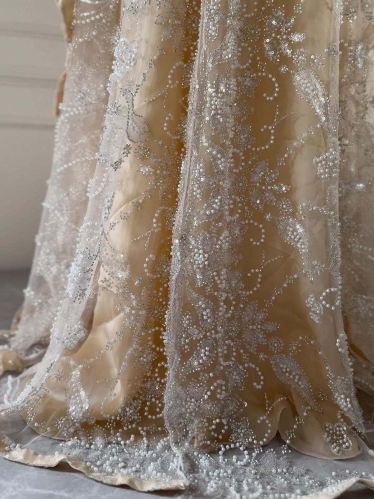 Luxury Gold Abaya Butterfly | Embroidered Tulle Abaya | Pearl Sequin Abaya | Modest Wedding Dress | Eid Abaya | Silk Inner Dress | Hayali At - image 4