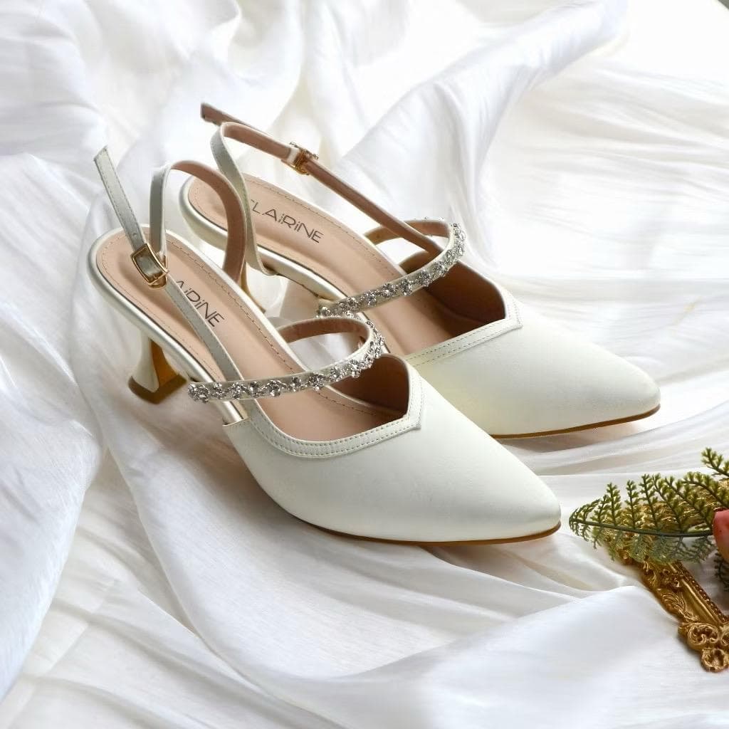 Madeline Pumps – Elegant Pointed Toe Heels, Black Ivory Wedding Shoes - image 4
