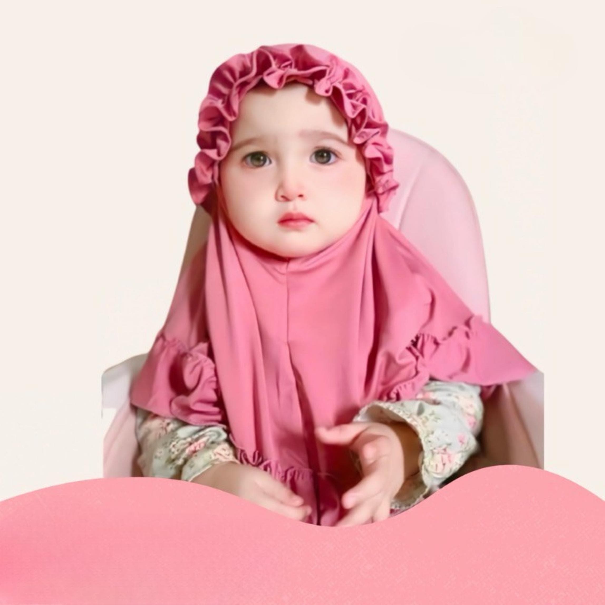 Ruffled Baby Hijab – Soft Spandex Balloon, Breathable, 0–18 Months