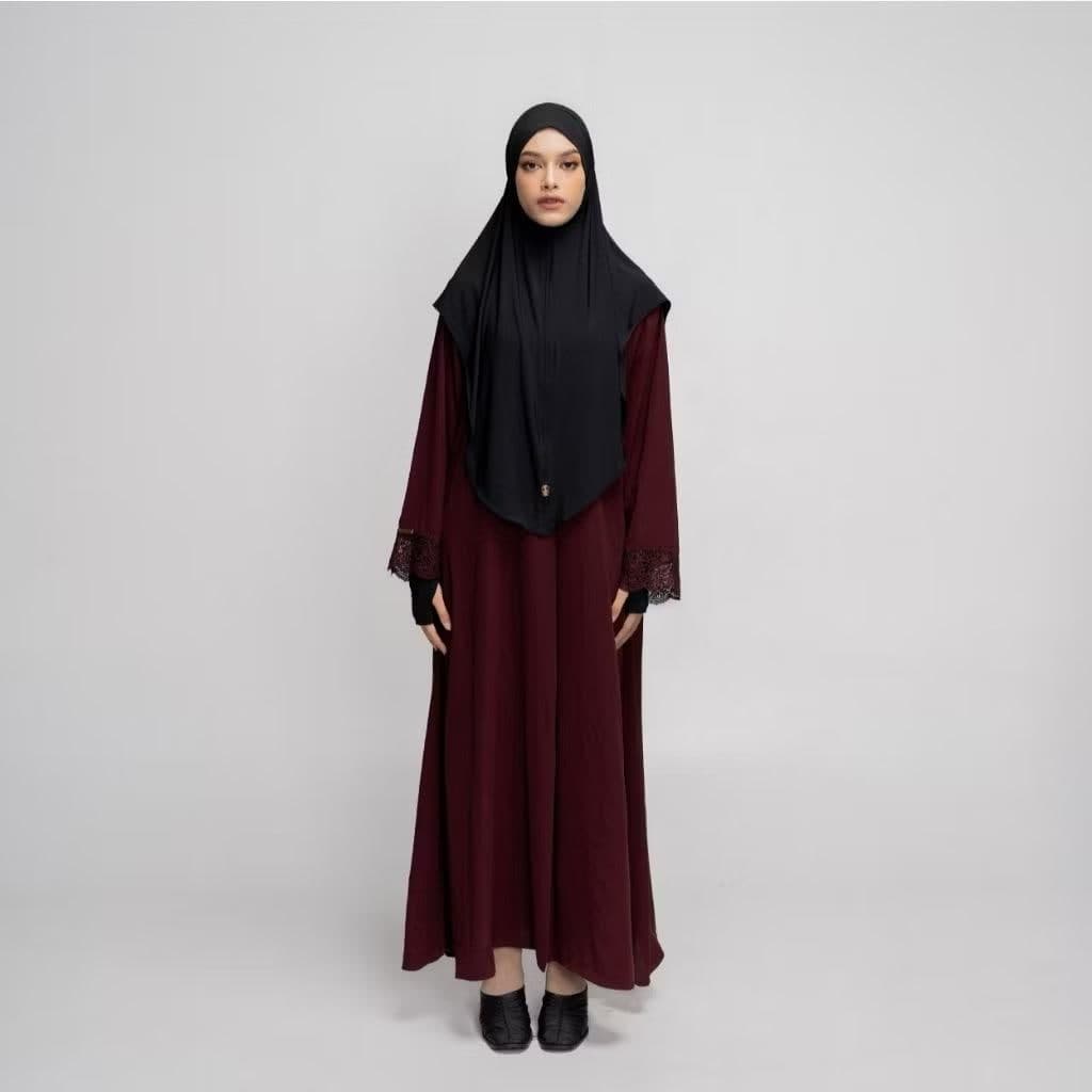 Meena Lace Abaya Dress – Elegant A-Line Modest Maxi, Nursing Friendly Islamic Clothing - image 5
