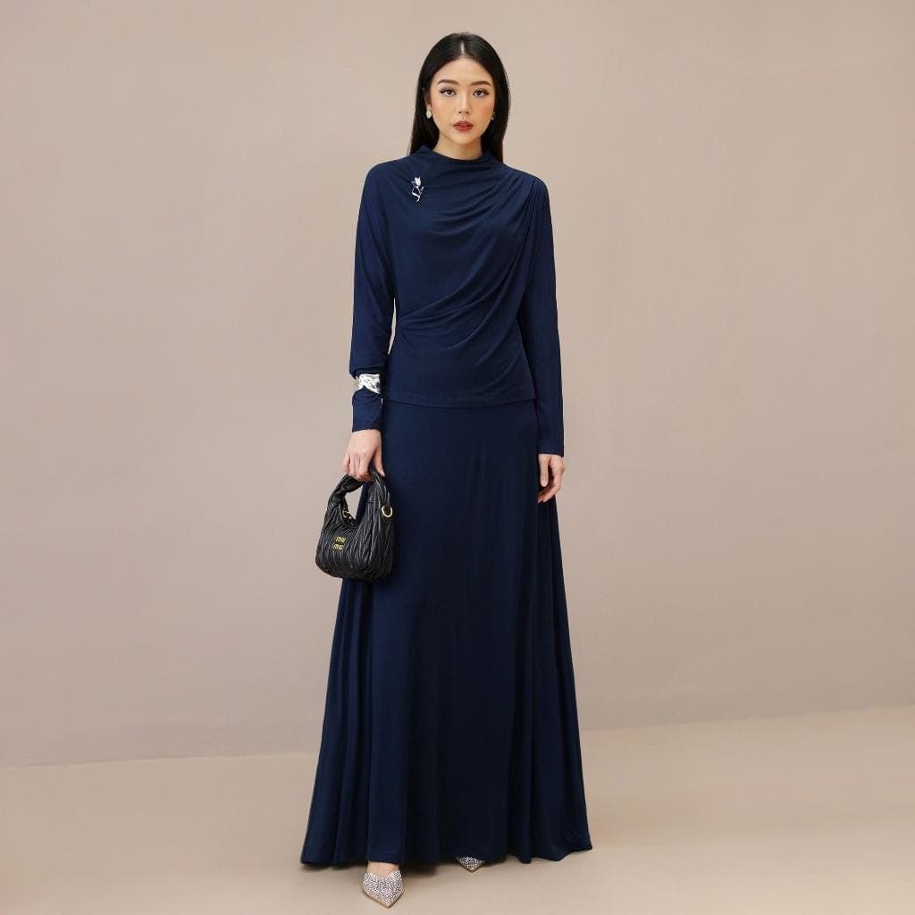 Ciara Flowy Skirt Set, Luxury Viscose Modest Two Piece Outfit, Elegant Wavy Top & Maxi Skirt Set - image 3