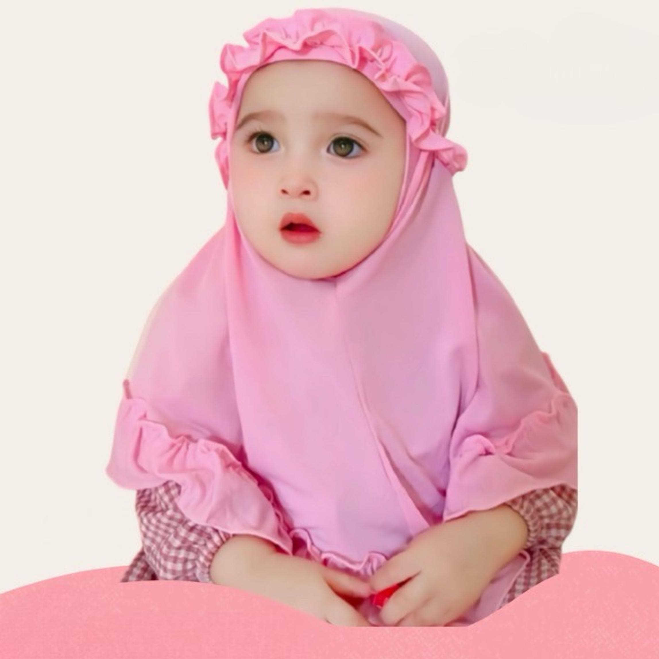 Ruffled Baby Hijab – Soft Spandex Balloon, Breathable, 0–18 Months - image 5