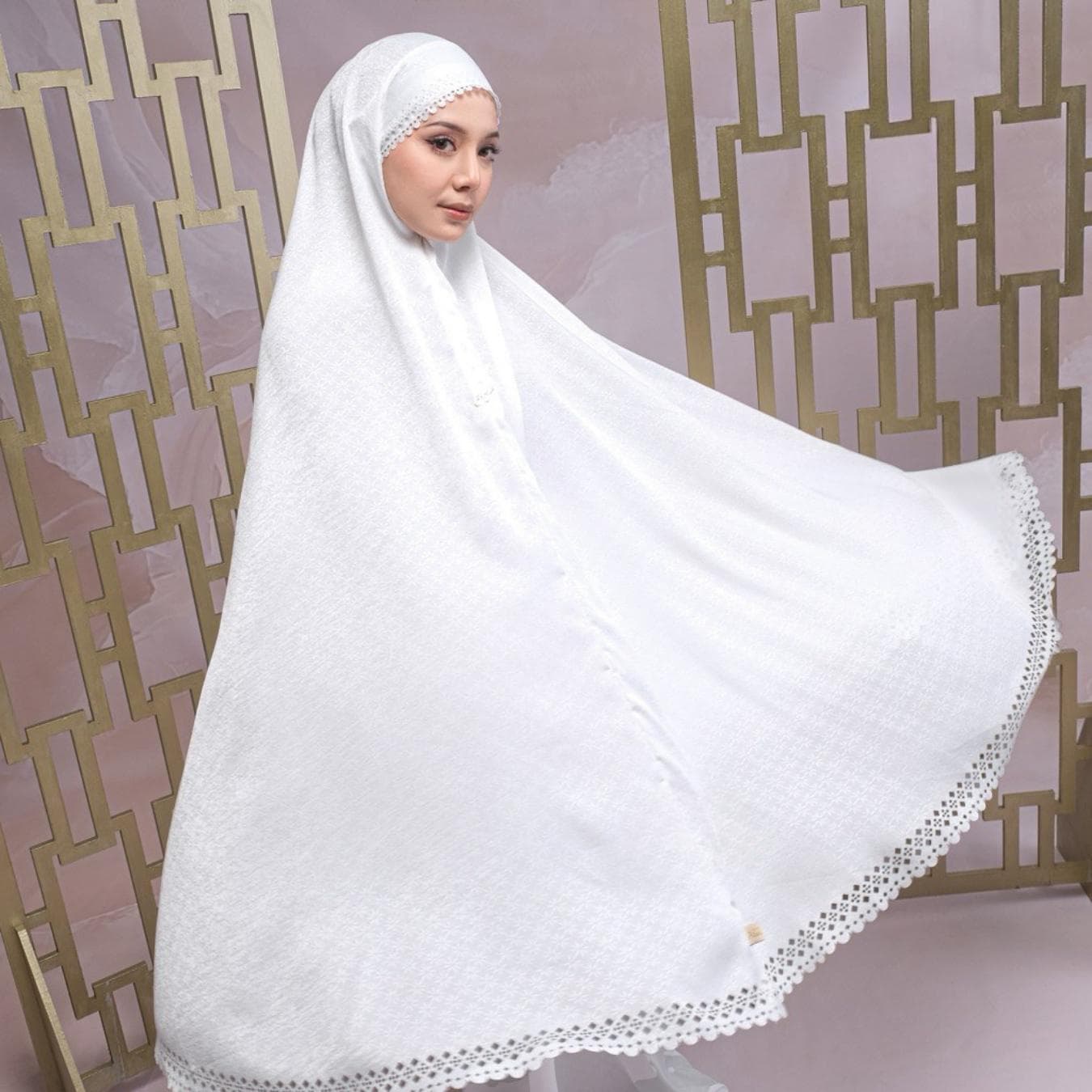 Luxury Silk Prayer Set with Laser Cut & Elegant Clutch Bag , Khimar muslim woman
