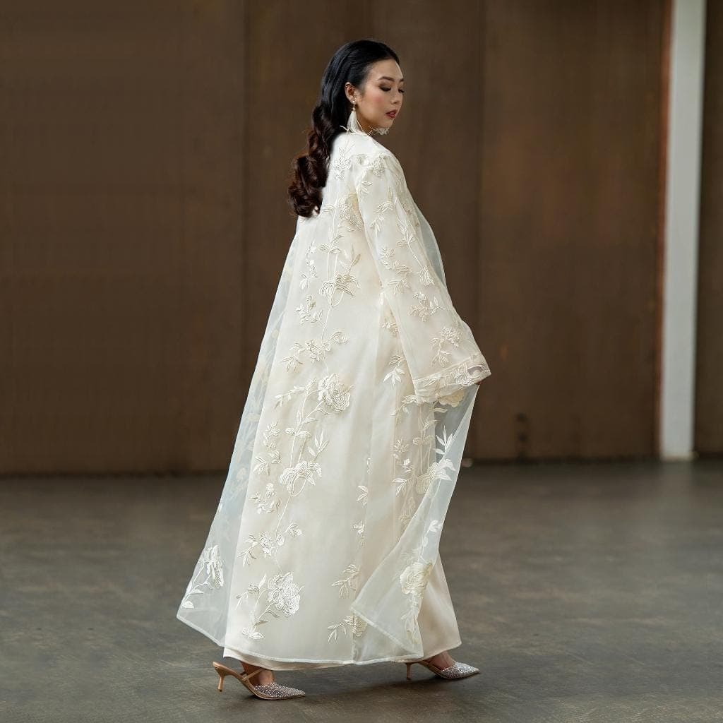 Embroidered Abaya with Inner Dress | Elegant Formal Muslim Occasion Wear, Long Dress
