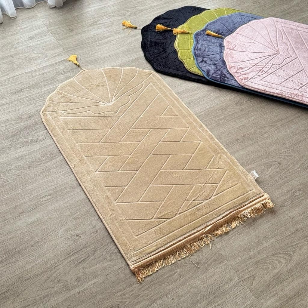 Thick Soft Prayer Mat | Zahroh Dome Cut, Anti-Slip Islamic Rug - image 3
