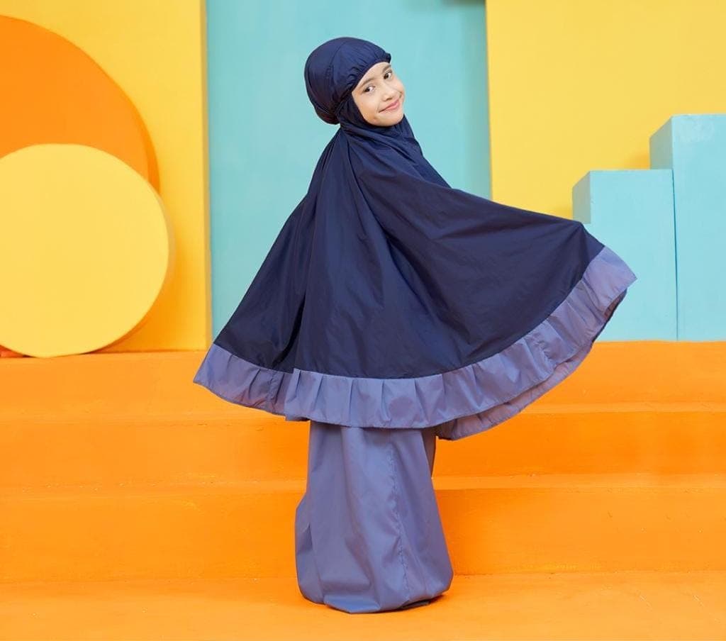 Toddler and Kids Mukena Prayer Set – Rainbow Muslim Girl Outfit with Bag, Korean Fabric