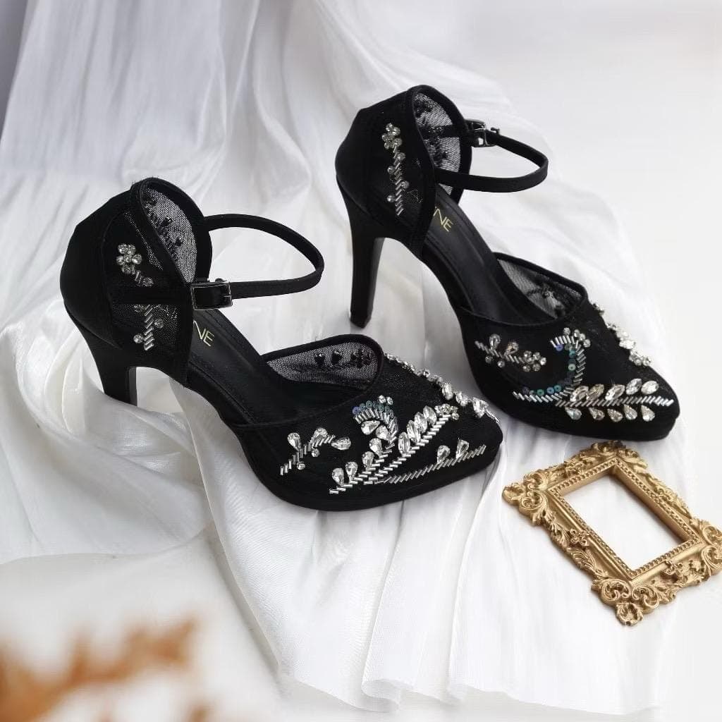 Raisa Stiletto Heels β 10cm Pointed Toe Bridal Wedding Shoes (Black, Ivory) - image 3