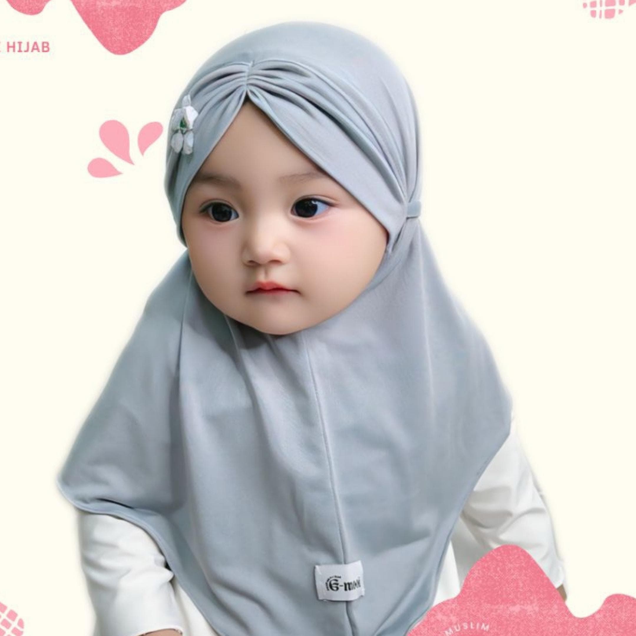 Baby Toddler Hijab ā Spandex, Soft Pad, Sakura Pearl Detail Muslim Headscarf - image 3