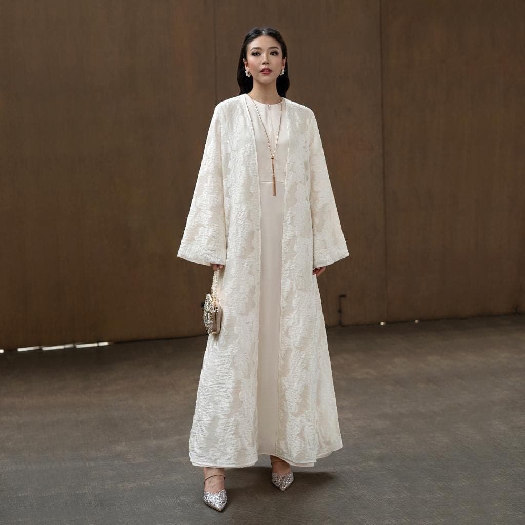 Embroidered Tencel Abaya Set – Silky Inner Dress, Elegant Modest Formal Wear