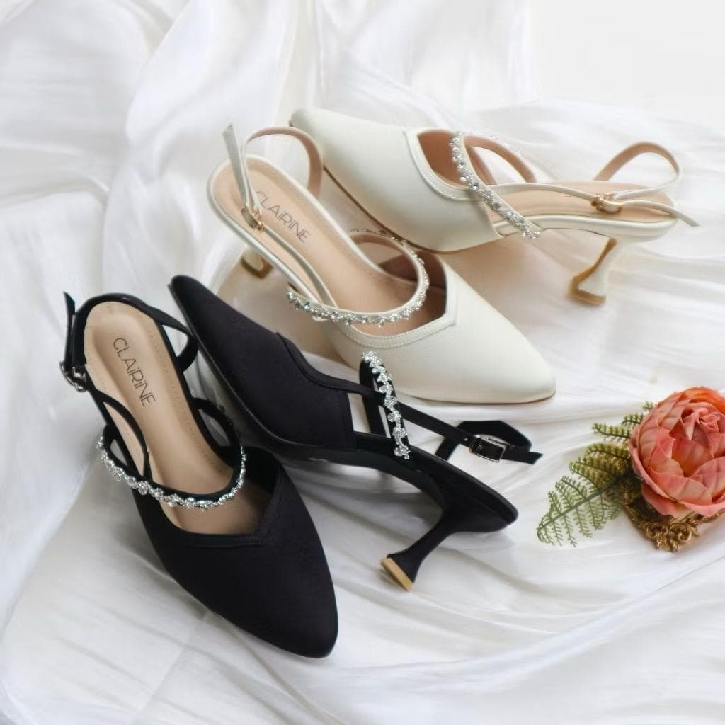 Madeline Pumps – Elegant Pointed Toe Heels, Black Ivory Wedding Shoes