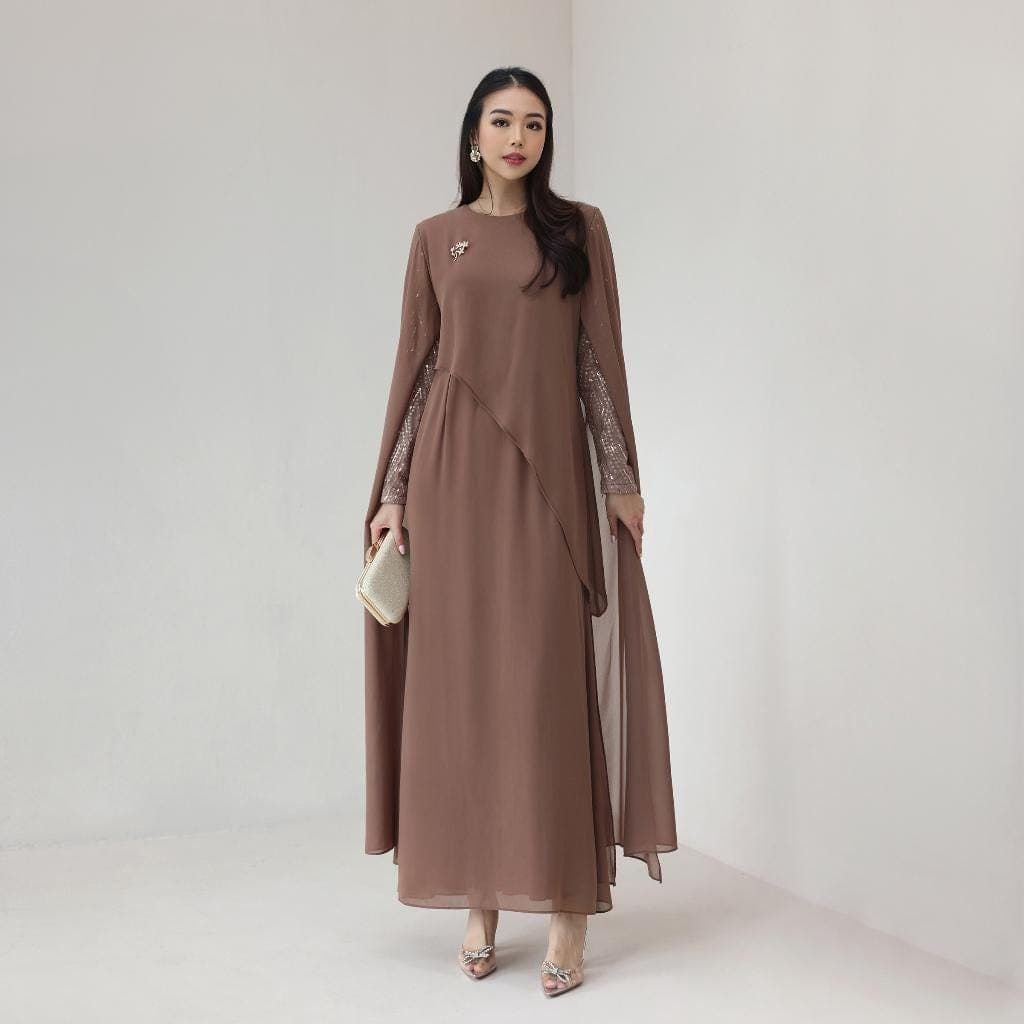 Ceruty Modest Dress | Indonesian Inspired Evening Gown, Full Lining - image 4