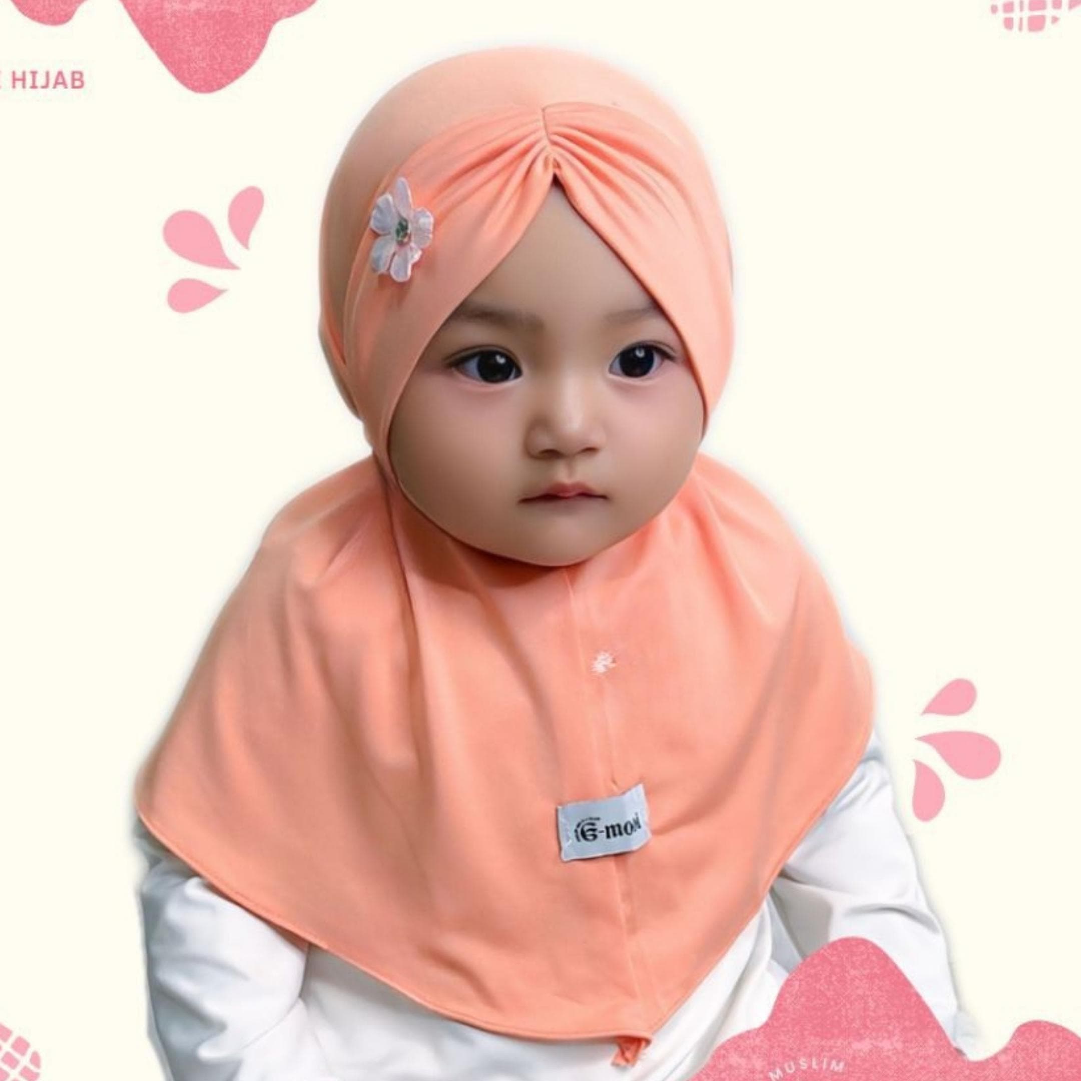 Baby Toddler Hijab ā Spandex, Soft Pad, Sakura Pearl Detail Muslim Headscarf - image 4
