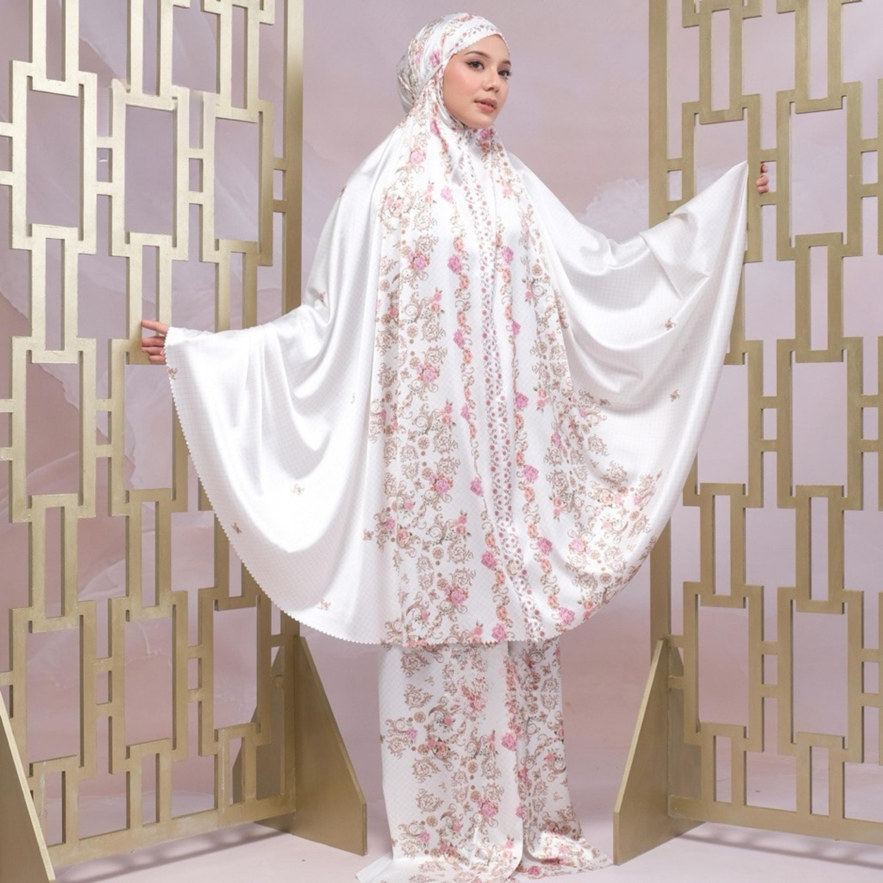 Ayudya Series Mukena Set – Floral Silk Prayer Set with Pouch, Mat - image 3