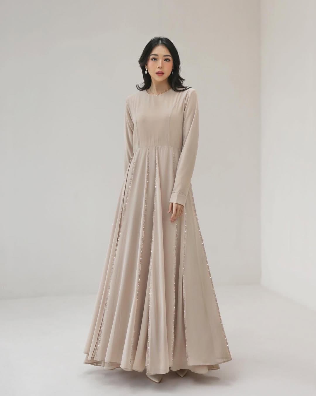 Indica Beaded Maxi Dress – Luxury Chiffon Abaya for Eid Formal Gown - image 3