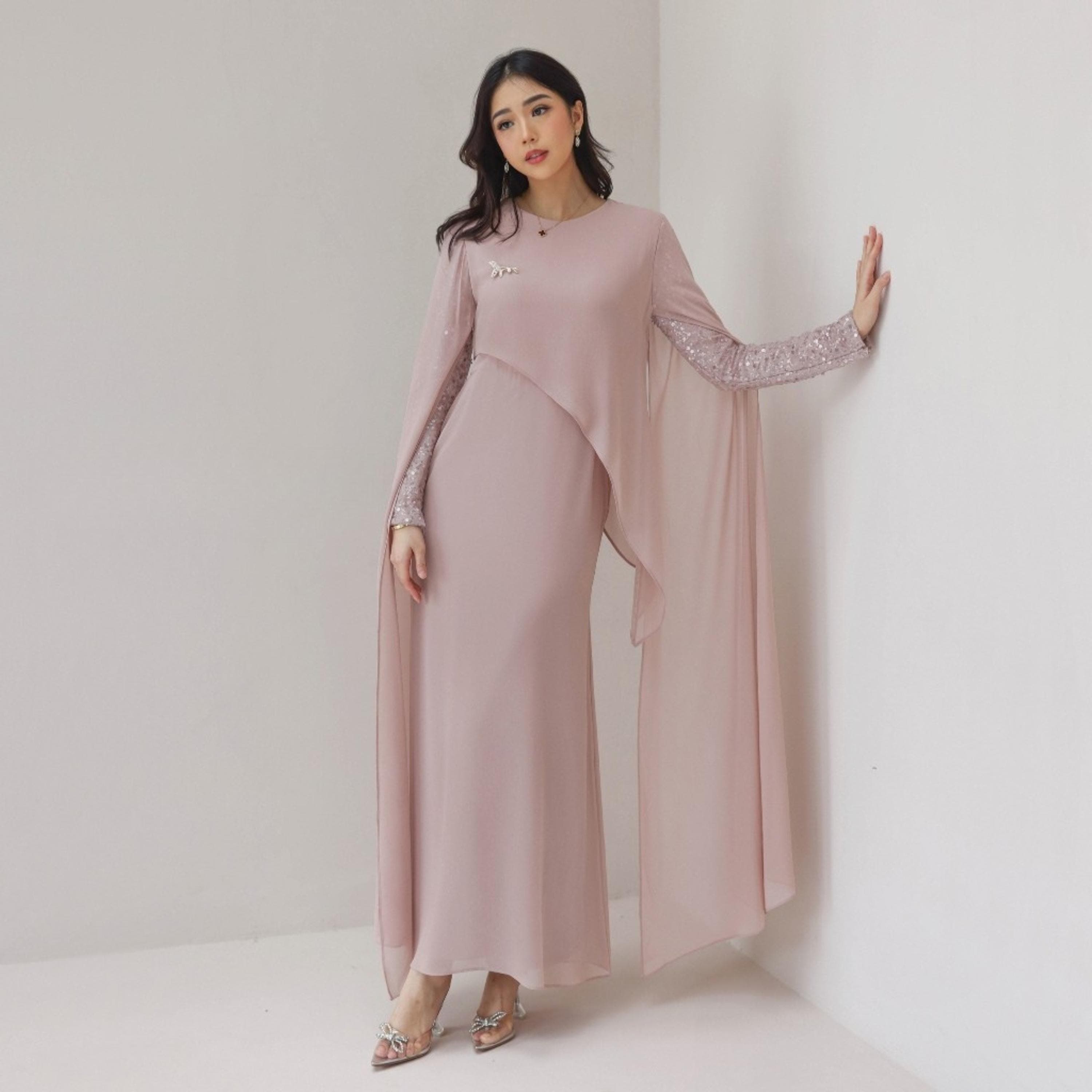 Ceruty Modest Dress | Indonesian Inspired Evening Gown, Full Lining - image 3