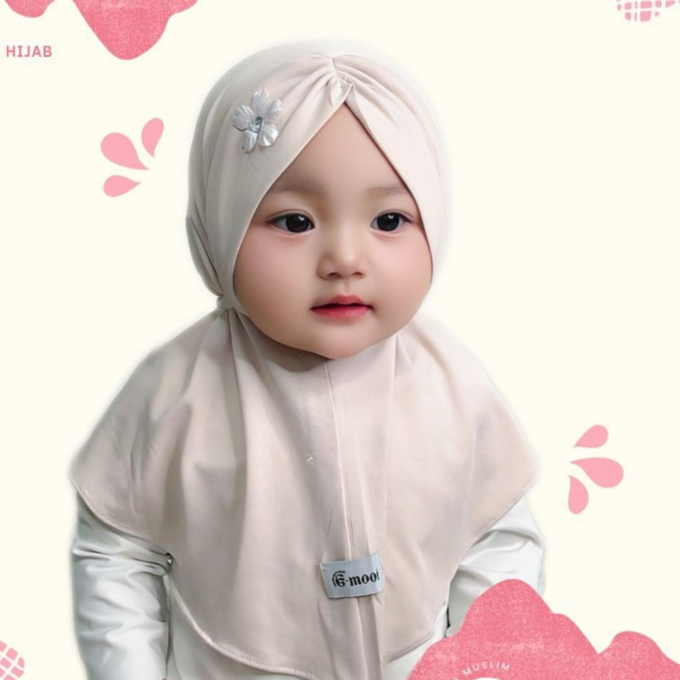 Baby Toddler Hijab ā Spandex, Soft Pad, Sakura Pearl Detail Muslim Headscarf - image 5