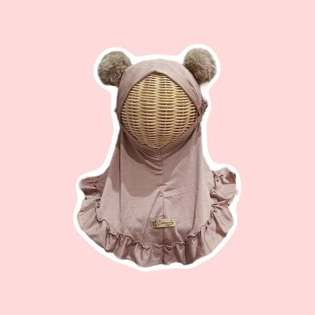 Baby Toddler Hijab Ruffles with Pom pom ā Spandex, Soft Pad, Muslim Headscarf - image 3