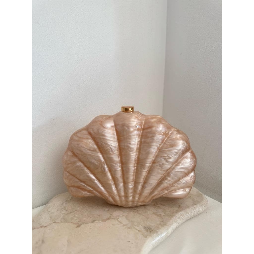 Seashell Clutch Bag, Marble Acrylic Evening Purse, Statement Handbag with Chain Strap - image 4