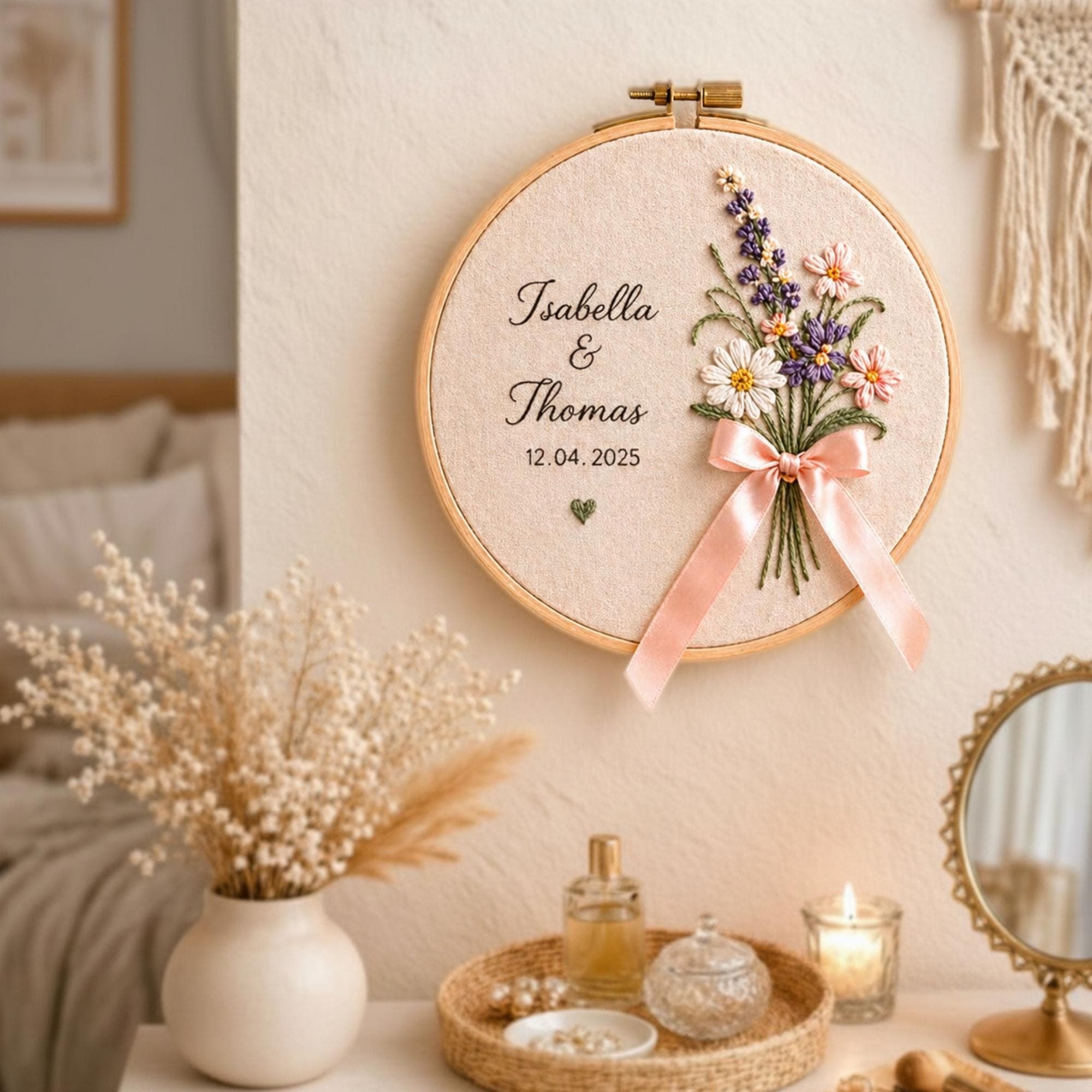 Custom Wedding Embroidery Hoop, Personalized Couple Names & Date, Wedding Gift, Bride Groom Gift, Anniversary Gift, Handmade Keepsake - image 5