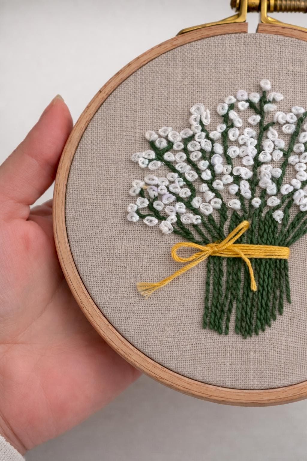Lily of the Valley Embroidery Hoop Art, Handmade Floral Wall Decor - image 4
