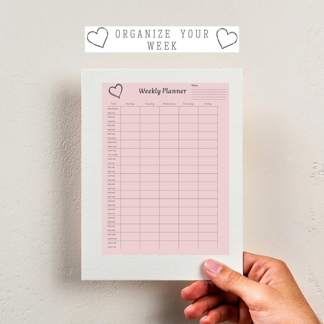 Printable Weekly Planner | Minimal Pink Schedule | Hourly Planner | Instant Download | Digital Planner - image 3