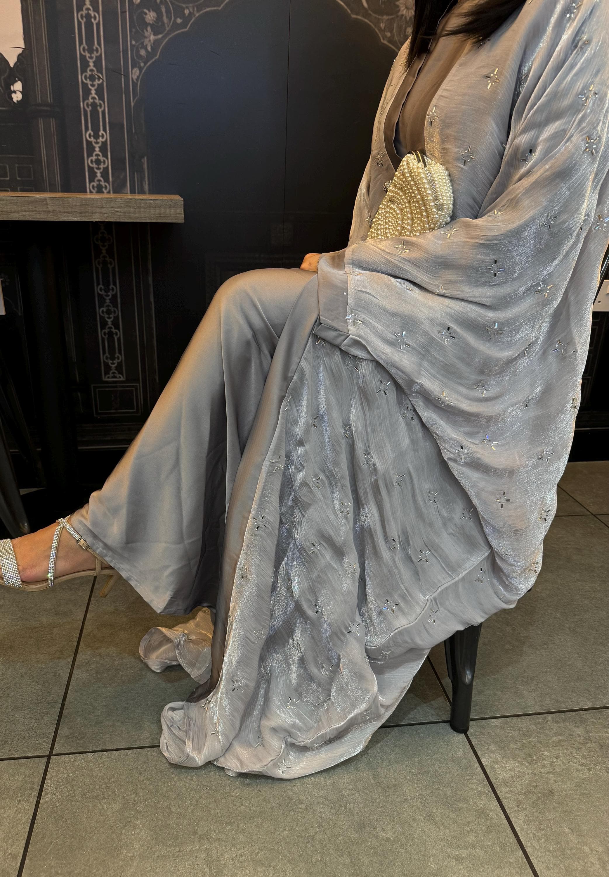 Organza Embellished Butterfly Abaya Set, Eid Outfit