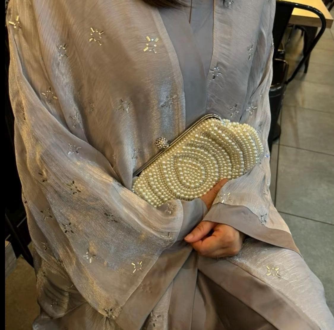 Organza Embellished Butterfly Abaya Set, Eid Outfit - image 3