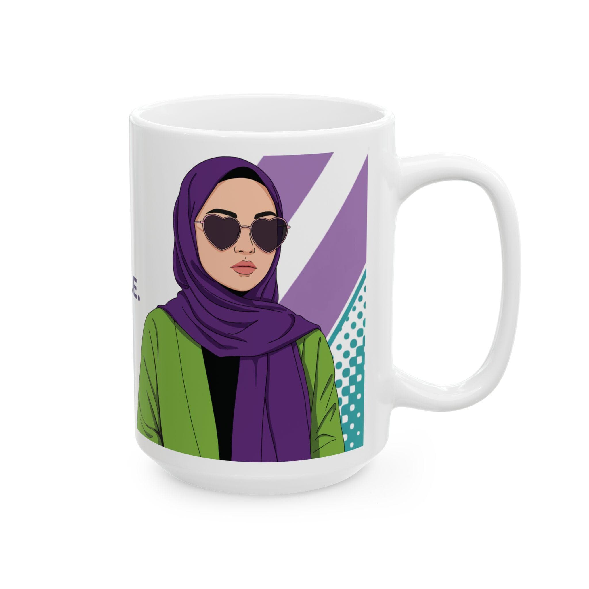Hijabi Coffee Mug, Bold Muslim Woman Art, Modest Fashion Gift, Islamic Gift for Women, Muslimah Coffee Cup, Hijab Style Mug, Office Mug - image 3